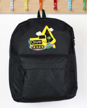 Personalised 'Yellow Digger' Black Backpack