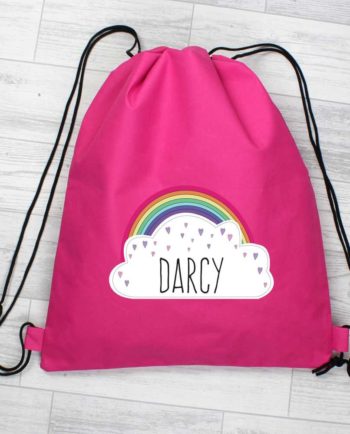 Personalised Rainbow Hot Pink P.E Kit Bag