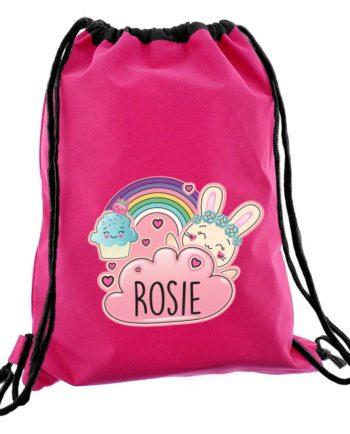 Personalised Emoji Bunny Hot Pink P.E Kit Bag