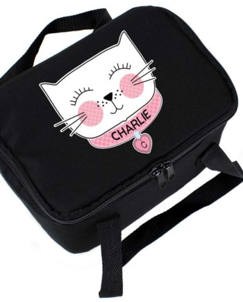 Personalised 'Purrfect' Cat Black Lunch Bag