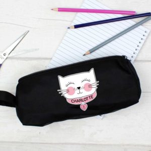 Personalised 'Purrfect Cat' Black Pencil Case