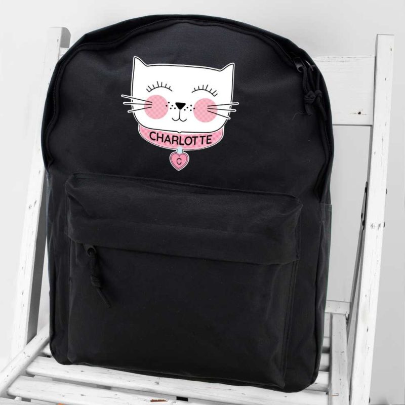 Personalised 'Purrfect Cat' Black Backpack