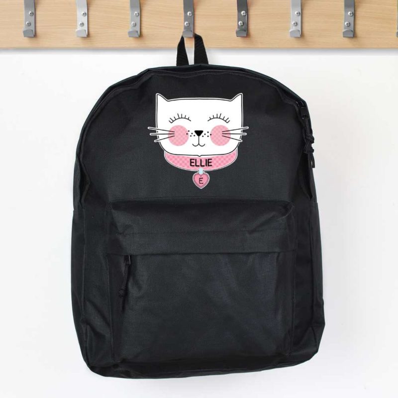 Personalised 'Purrfect Cat' Black Backpack