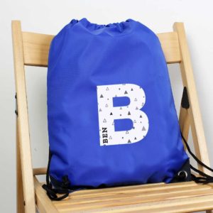 Personalised Initial Blue P.E Kit Bag