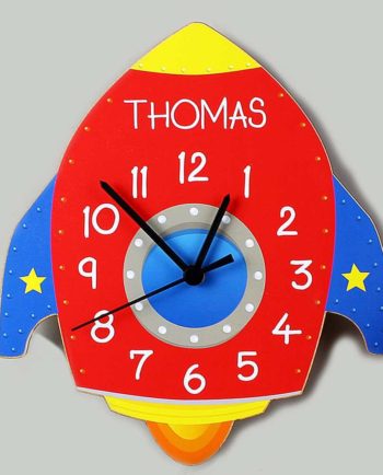 Personalised Rocket Shape Wooden Clock