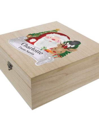 Personalised Colourful Santa Large Wooden Christmas Eve Box