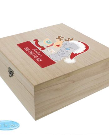 Personalised 'Tiny Tatty Teddy and Reindeer' Wooden Christmas Eve Box