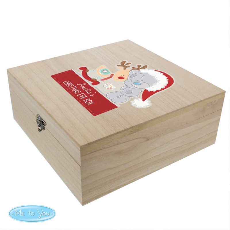 Personalised 'Tiny Tatty Teddy and Reindeer' Wooden Christmas Eve Box