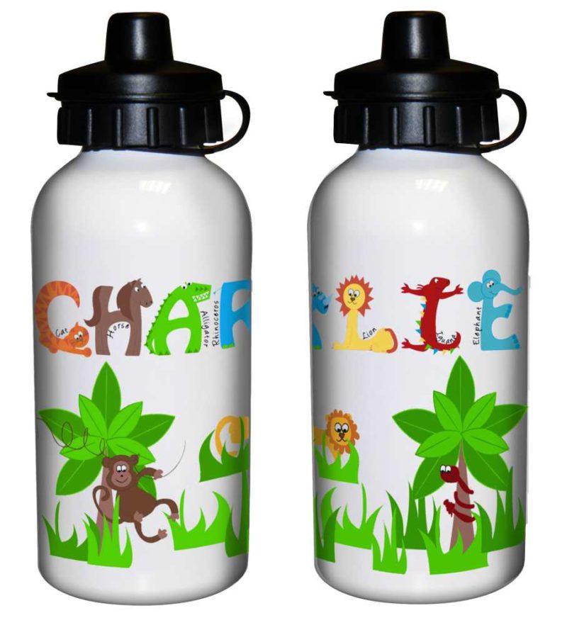 Personalised Jungle Animal Alphabet Drinks Bottle