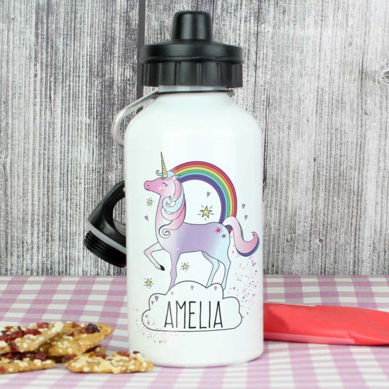 Personalised Unicorn and Rainbow Drinks Bottle