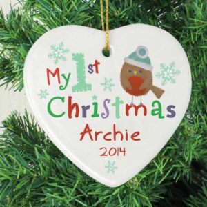 Personalised Baby's 'My 1st' Christmas Ceramic Heart