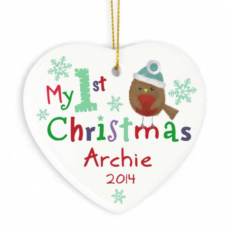 Personalised Baby's 'My 1st' Christmas Ceramic Heart
