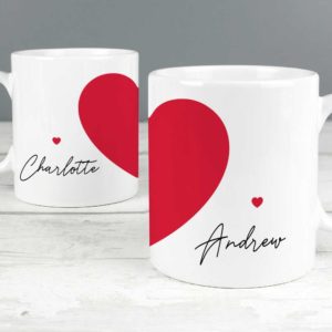 Personalised Two become One Heart Mug Set