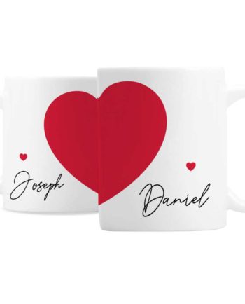 Personalised Two become One Heart Mug Set