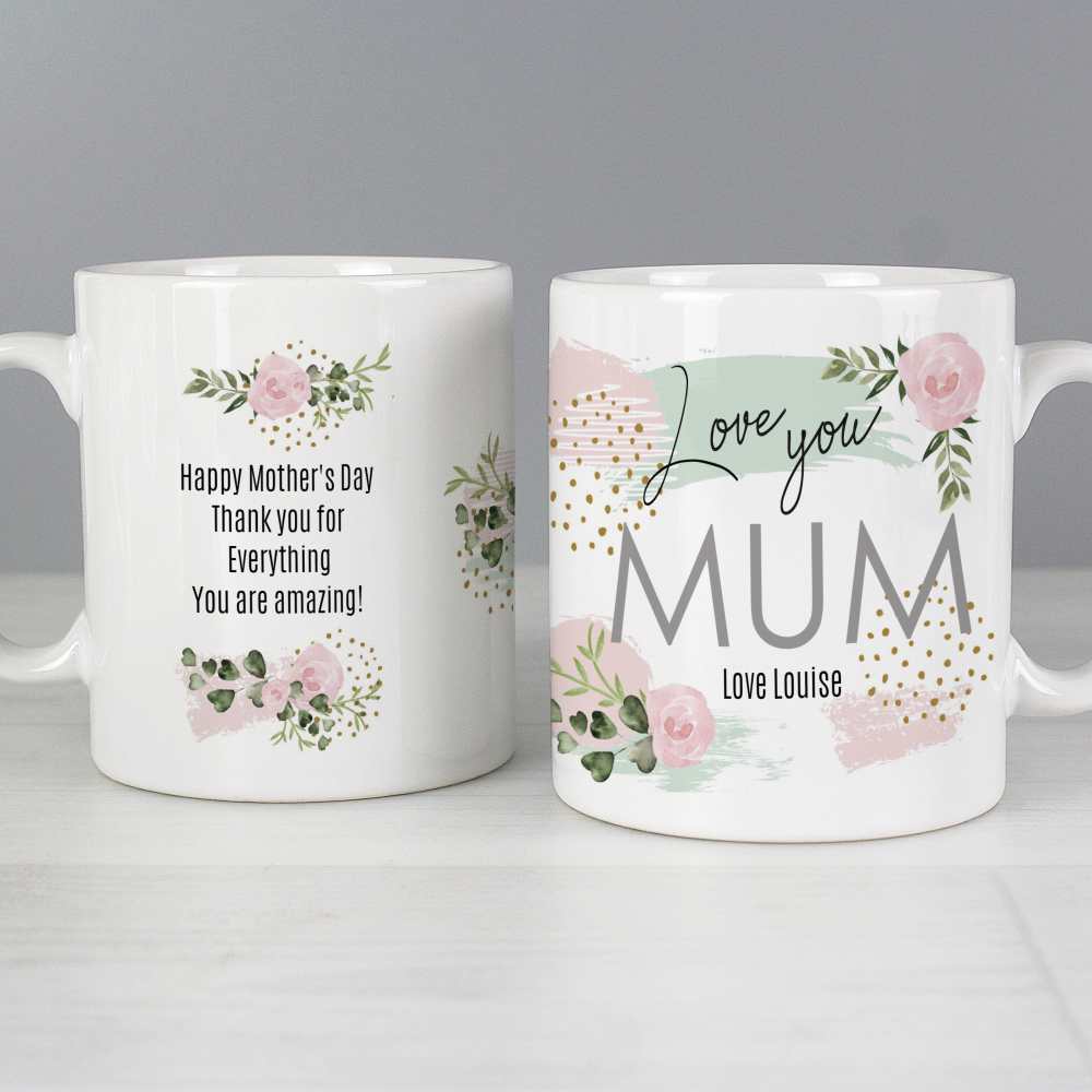 Personalised Pastel Rose 'Love You' Mug Personalised Pastel Rose 'Love You' Mug