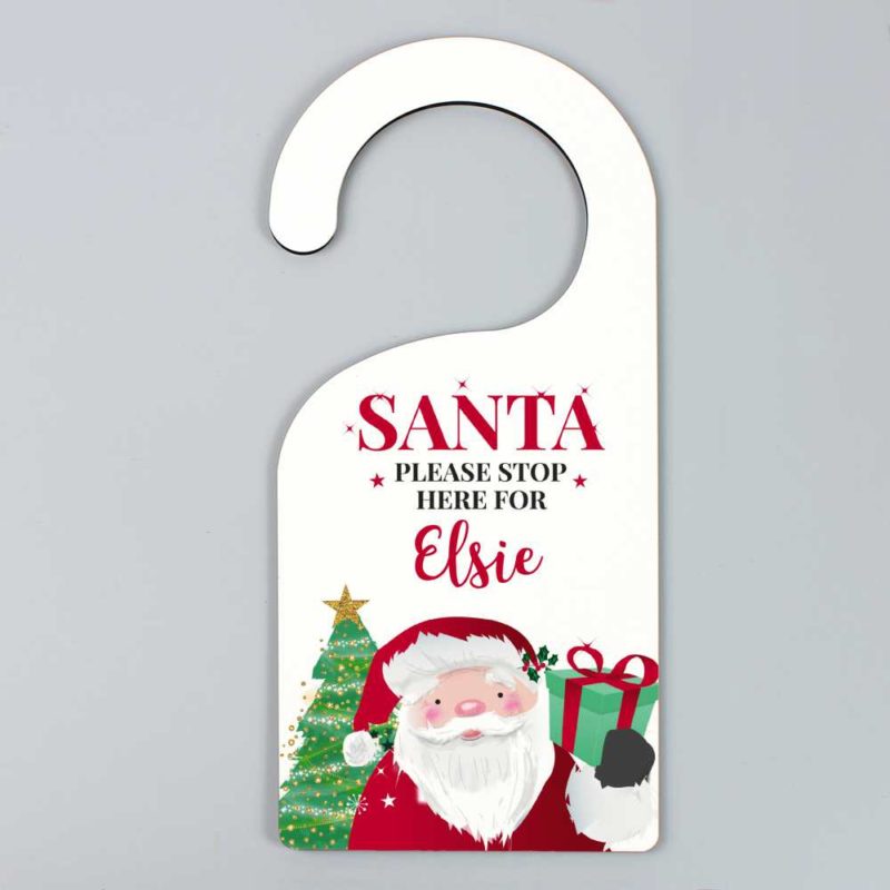 Personalised 'Santa Stop Here' Door Hanger