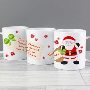 Personalised Santa and his Present Sack Plastic Mug