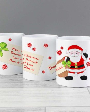Personalised Santa and his Present Sack Plastic Mug