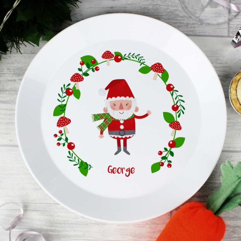 Personalised 'Santa & His Christmas Toadstools' Plastic Plate