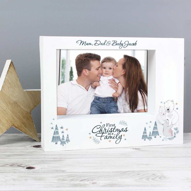 Personalised '1st Christmas As A Family' 7x5 Box Photo Frame