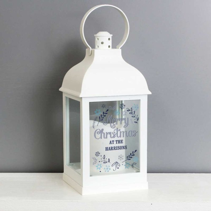 Personalised 'Christmas Snowflake' White Lantern