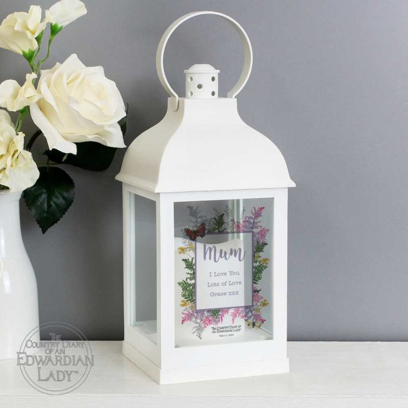 Personalised 'Country Diary' Botanical White Lantern
