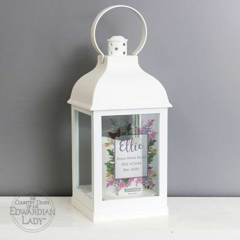Personalised 'Country Diary' Botanical White Lantern