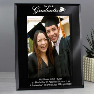 Personalised Black Glass Graduation Photo Frame