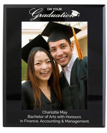 Personalised Black Glass Graduation Photo Frame