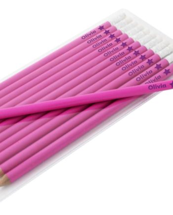 Personalised Star Motif Hot Pink Pencils