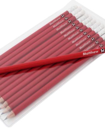 Personalised Football Motif Red Pencils