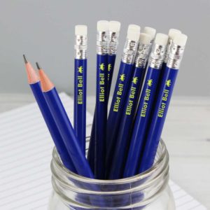 Personalised Space Invader Motif Blue Pencils