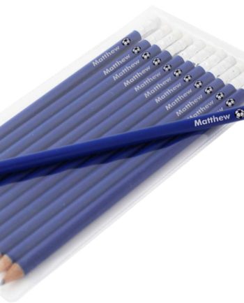 Personalised Football Motif Blue Pencils
