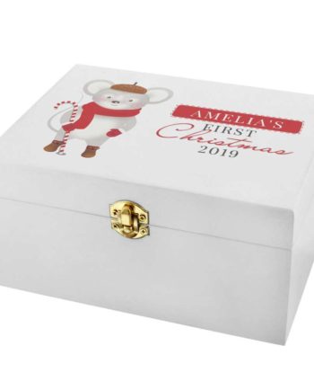 Personalised '1st Christmas' Mouse White Wooden Keepsake Box