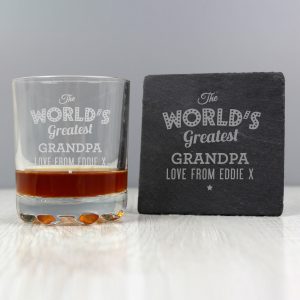 Personalised Whisky Tumbler and Slate Coaster Gift Set