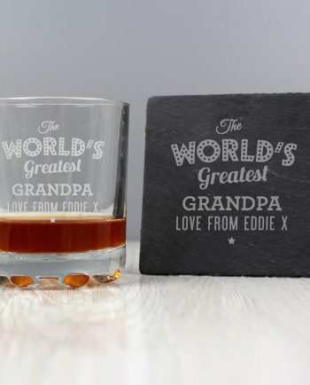 Personalised Whisky Tumbler and Slate Coaster Gift Set