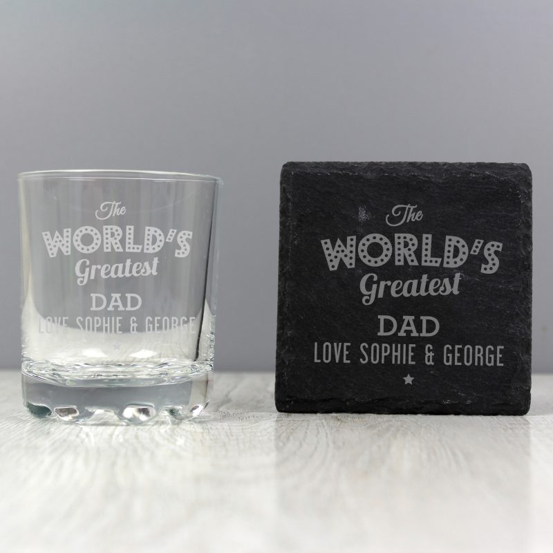 Personalised Whisky Tumbler and Slate Coaster Gift Set