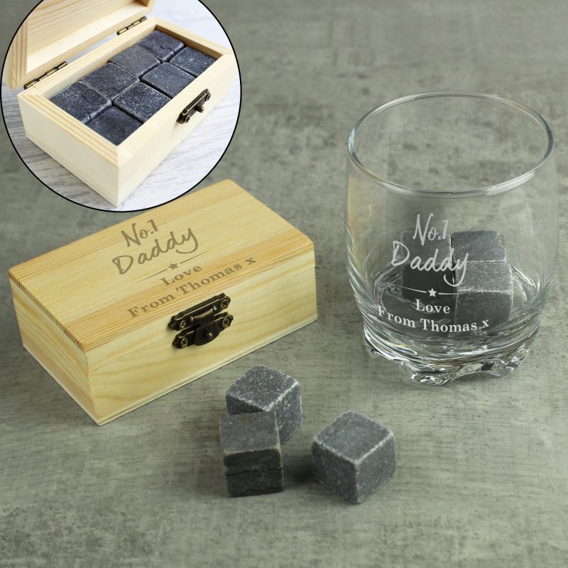 Personalised No.1 Whisky Stones and Glass Set