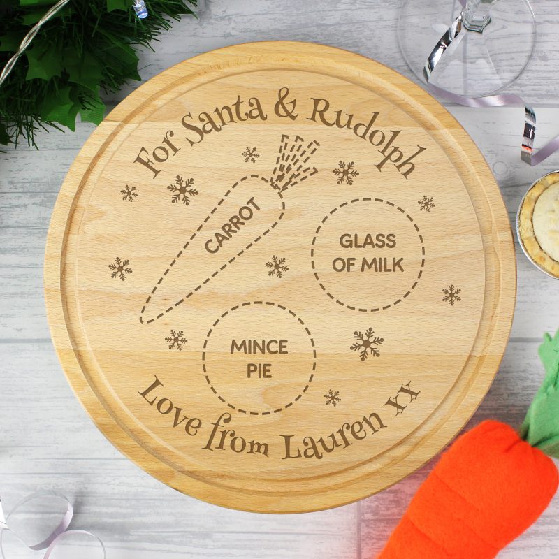 Personalised Christmas Eve 'For Santa and Rudolph' Wooden Board/Plate