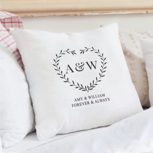 Personalised Couples Grey Heart Cushion Cover
