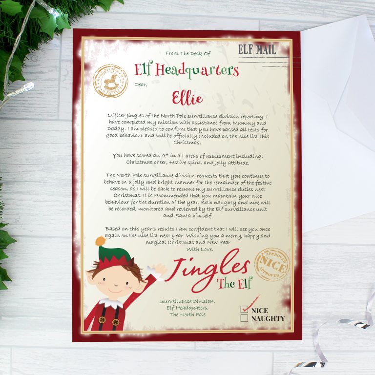 Personalised Elf On the Nice List Surveillance Christmas Letter