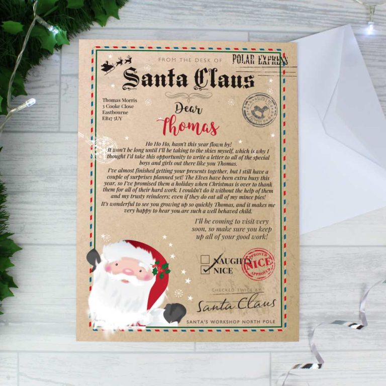 Personalised Santa Claus On the Nice List Christmas Letter