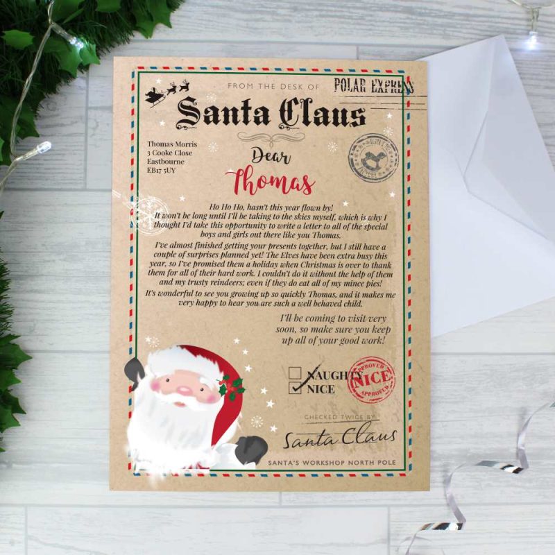 Personalised Santa Claus 'On the Nice List' Christmas Letter