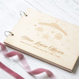Personalised Mobile Wooden Baby Record Book