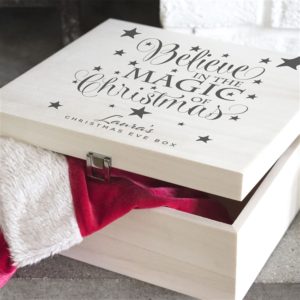 Personalised 'Believe' Wooden Christmas Eve Box