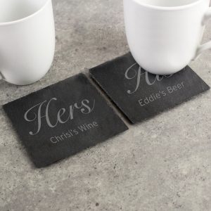 Personalised His and Hers Slate Coaster Set