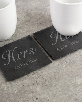 Personalised His and Hers Slate Coaster Set
