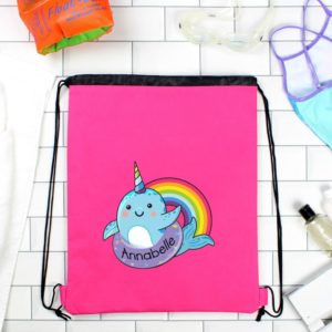 Personalised Narwhal Emoji Hot Pink P.E Kit Bag