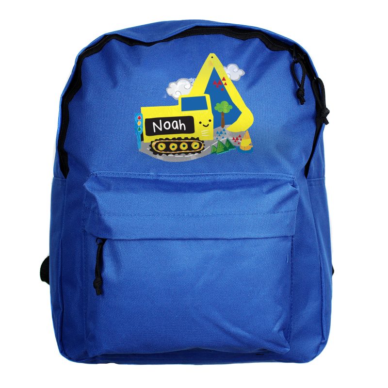 Personalised 'Yellow Digger' Blue Backpack