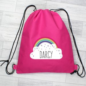 Personalised Rainbow Hot Pink P.E Kit Bag